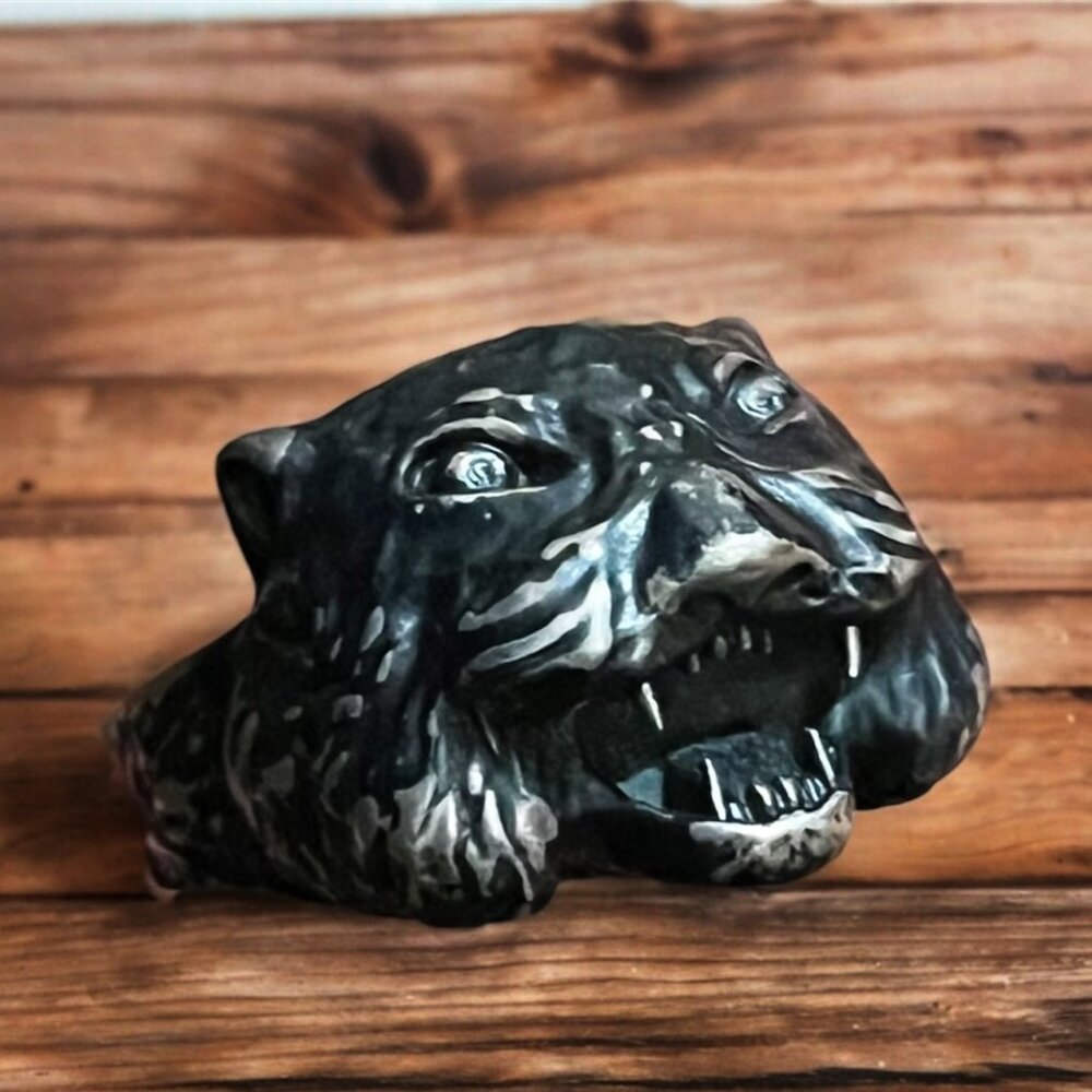 Silver Ring Hollow Tiger Size 10